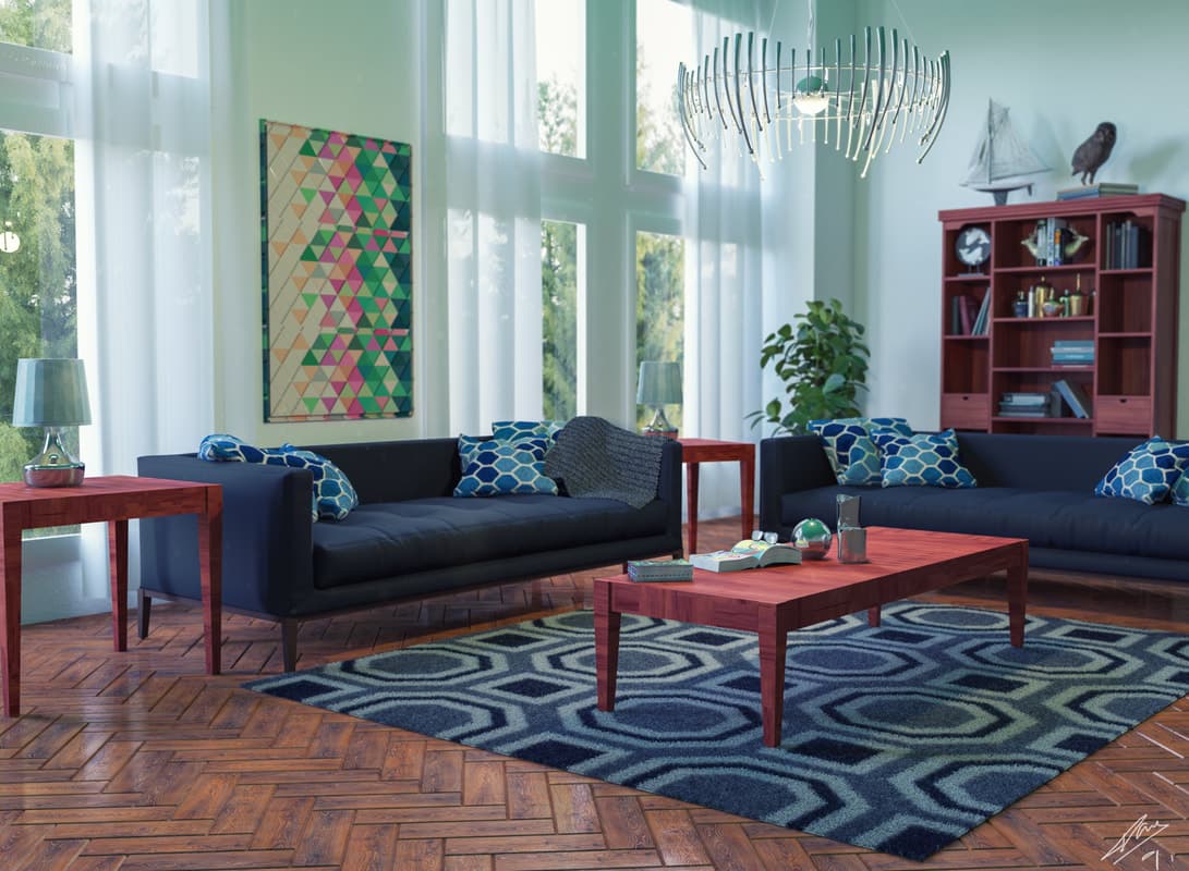 Interior render from the archviz set showing spatial balance, furnishing, and daylight response.